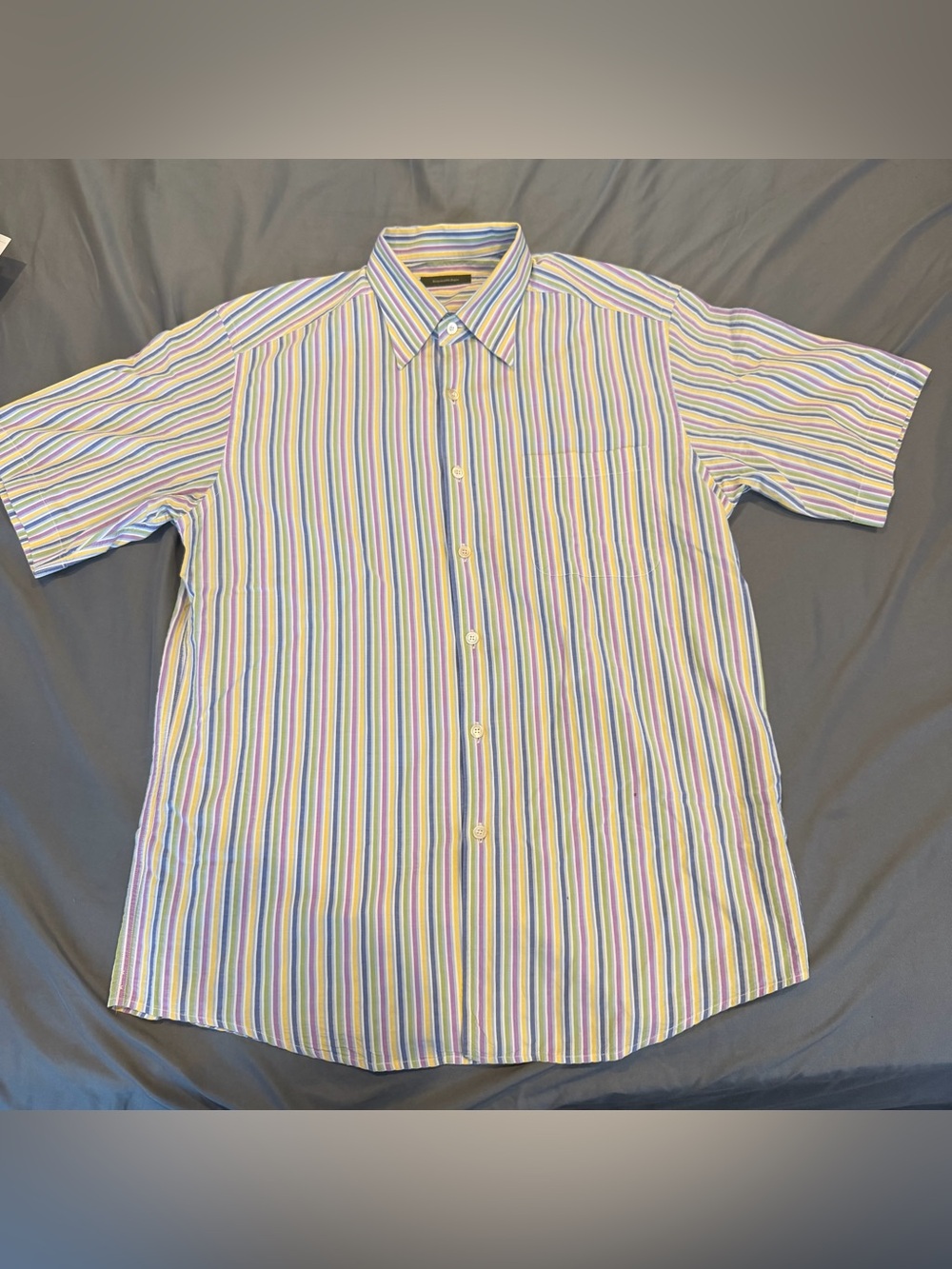 VTG Ermenegildo Zegna Striped Short Sleeve Button Shirt Men’s XL Made In Italy